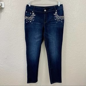 Lane Bryant Rhinestone Skinny Jeans, Sz 16, EUC